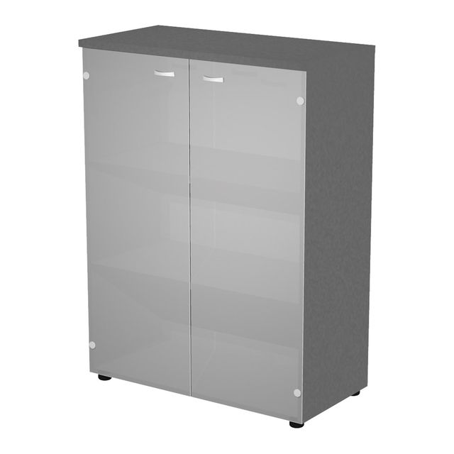 Armadio medio ante vetro 90x45,8xH123cm con struttura antracite