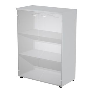 Armadio medio ante vetro 90x45,8xH123cm con struttura grigio