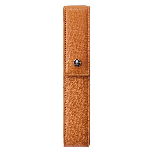 Astuccio Portapenne c/chiusura magnetica vera pelle Saffiano marrone Cross