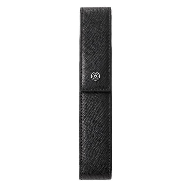 Astuccio Portapenne c/chiusura magnetica vera pelle Saffiano nero Cross