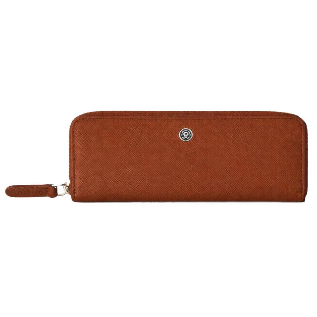 Astuccio portapenne c/zip vera pelle Saffiano marrone Cross