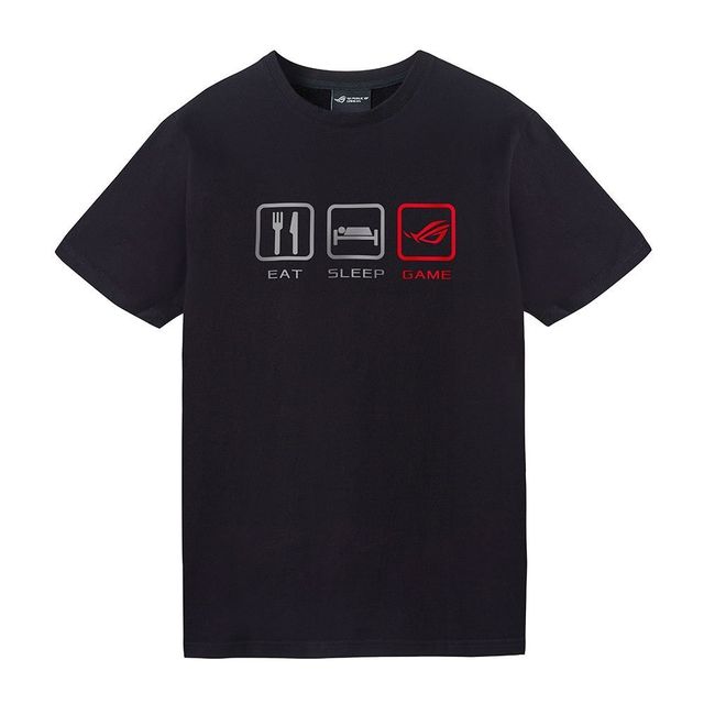 Asus ROG T-Shirt Lifestyle Eat, Sleep, Game, Taglia Medium - Nera