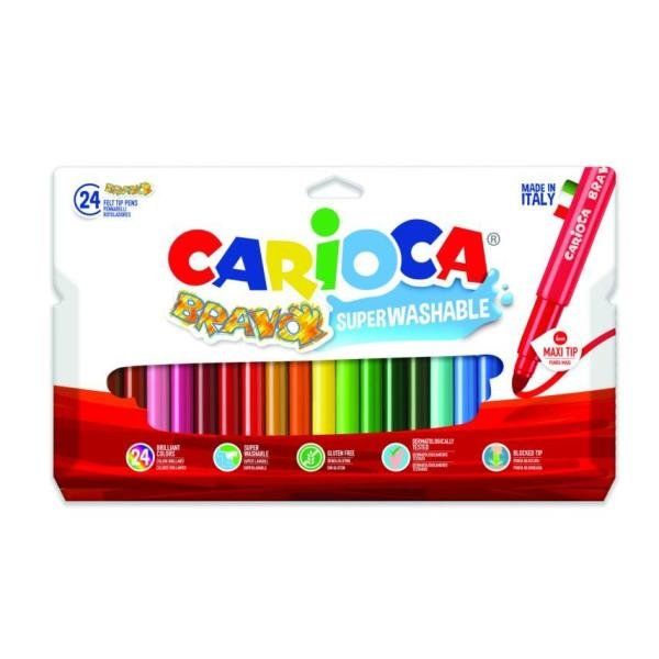 Carioca Bravo - Penna punta in fibra - non permanente - colori assortiti brilla…