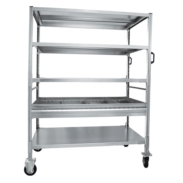 Carrello da lavoro - 4 piani - con vaschetta - 131 x 67 x 165,5 cm - 250 kg - z…