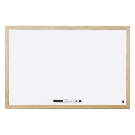 Bi-Office Budget Wood - Lavagna bianca - montabile a parete - 600 x 450 mm - ac…