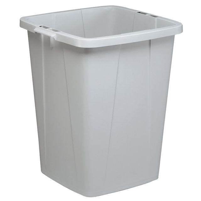 Bidone grigio DURABIN quadrato in PP con maniglie per il trasporto 90 lt Durable