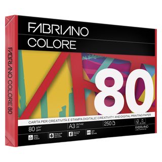 Carta Fabriano Colore - A3 - 80 gr - colori forti rosso - Fabriano - conf. 250 …