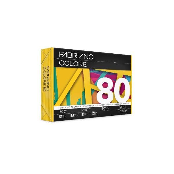 Carta Fabriano Colore - A4 - 80 gr - colori forti giallo - Fabriano - conf. 500…