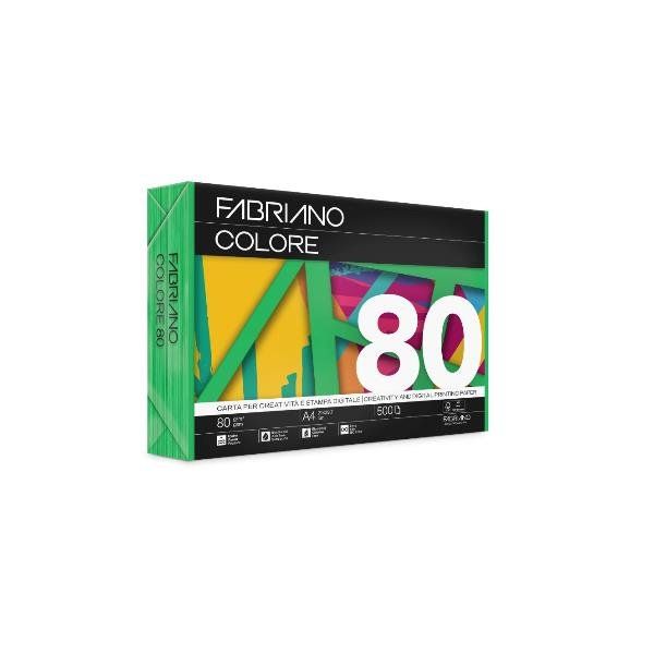 Carta Fabriano Colore - A4 - 80 gr - colori forti verde - Fabriano - conf. 500 …