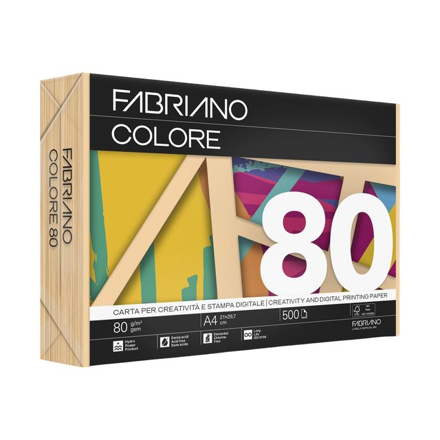 Carta Fabriano Colore - A4 - 80 gr - colori tenui albicocca - Fabriano - conf. …
