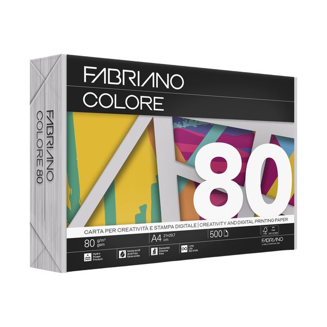 Carta Fabriano Colore - A4 - 80 gr - colori tenui grigio - Fabriano - conf. 500…