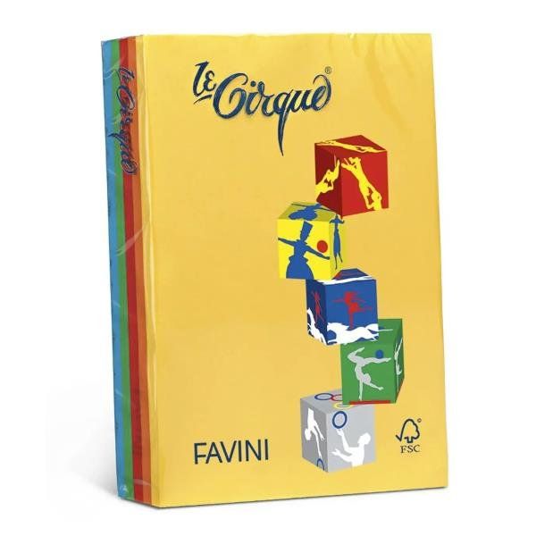 Carta Le Cirque - A4 - 80 gr - mix 4 colori intensi - Favini - conf. 200 fogli