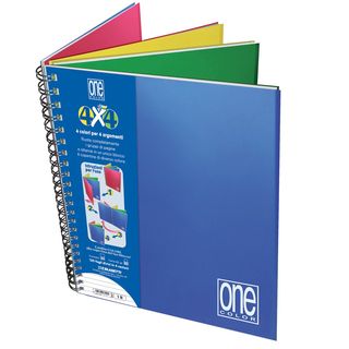 Blocco One Color 4 x 4 - A4+ - forato - 1 rigo - 120 fogli - 80 gr - spiralato …
