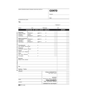 Blocco conto albergo/pensione - 7 giorni - uso mano - 23 x 15cm - 100 fogli - E…