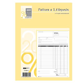 Blocco fatture 3 aliquota Iva - 50 fogli 2 copie autoricalcanti - 29,7 x 21cm -…