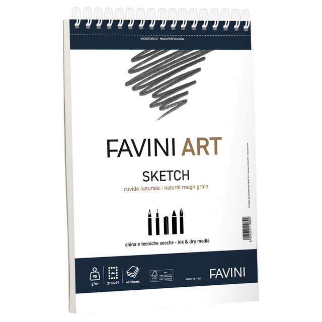Album spiralato Sketch - A4- 90 gr - 40 fogli - Favini Art