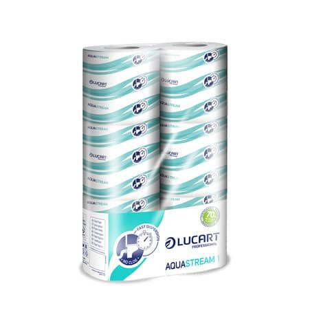 Carta igienica fascettata Aquastream 2 veli - formato hotel - 200 strappi - Luc…