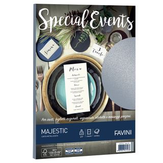 Carta metallizzata Special Events - A4 - 120 gr - argento - Favini - conf. 20 f…