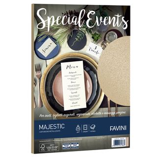 Carta metallizzata Special Events - A4 - 250 gr - sabbia - Favini - conf. 10 fo…