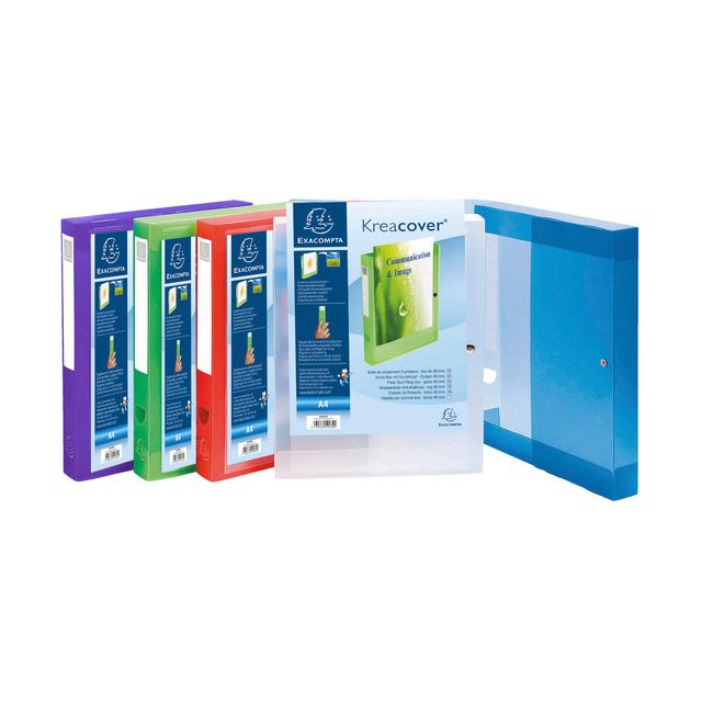 Cartella 3 lembi con bottone Kreacover - A4 - dorso 4 cm - PP - colori assortit…