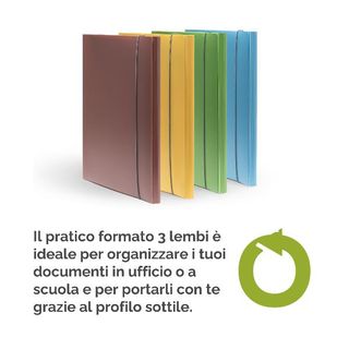 Cartella 3 lembi con elastico HOLOS - A4 - PP - giallo sabbia - Fellowes