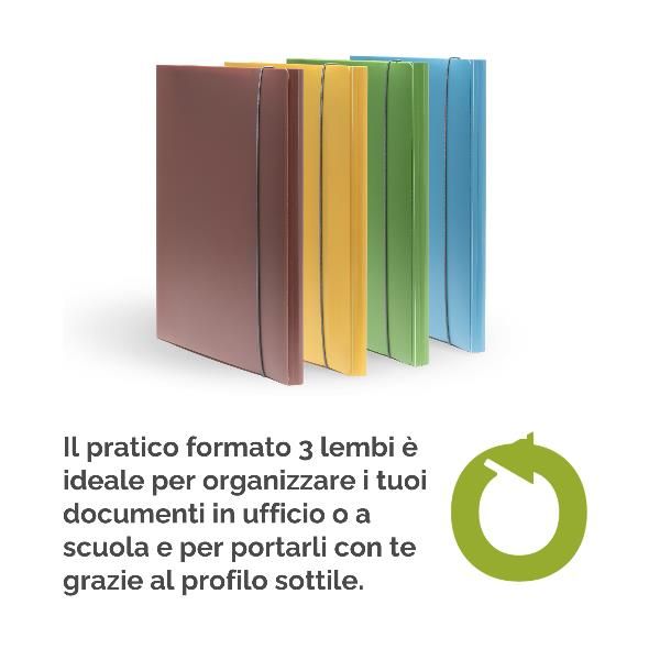Cartella 3 lembi con elastico HOLOS - A4 - PP - giallo sabbia - Fellowes