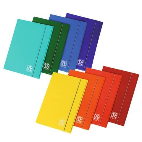 Cartella 3 lembi con elastico One Color - A4 - dorso piatto - colori brillanti …