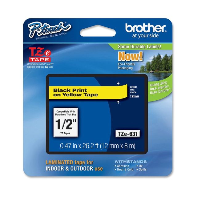 Brother - Nastro - Nero/Giallo - TZE631 - 12mm x 8mt