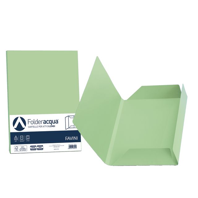 Cartellina 3 lembi Acqua - 200 gr - A4 - cartoncino bristol - verde chiaro - Fa…