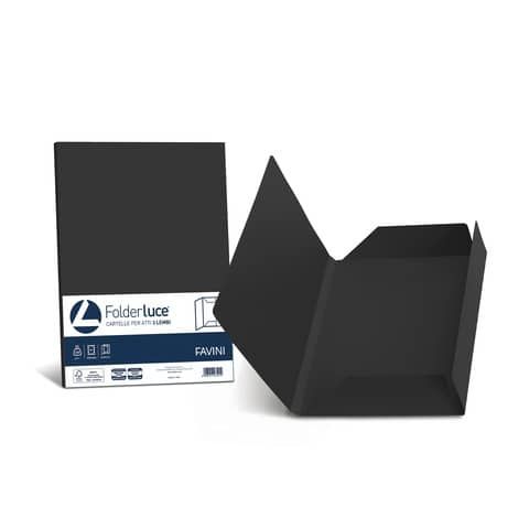 Cartellina 3 lembi Favini Folder Luce&Acqua 200 g/m² 24,5x34,5cm conf.25 nero -…