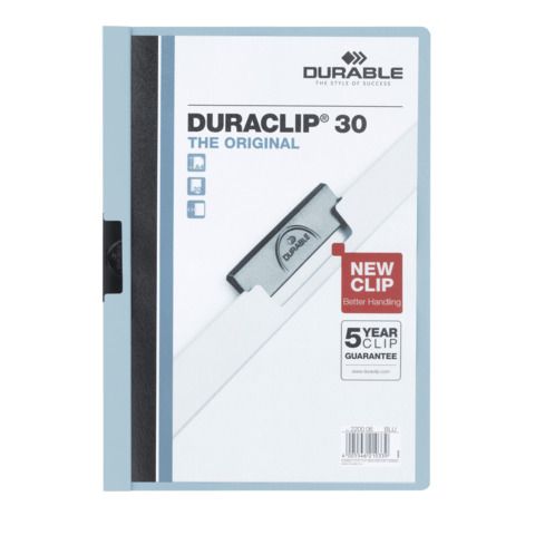 Cartellina con clip Durable DURACLIP® A4 - dorso 3 mm - capacità 30 fogli azzur…
