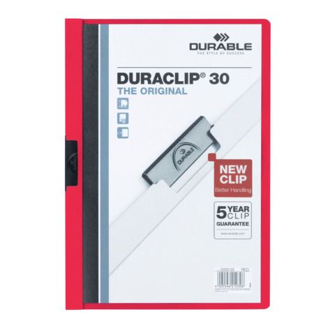 Cartellina con clip Durable DURACLIP® A4 - dorso 3 mm - capacità 30 fogli rosso…
