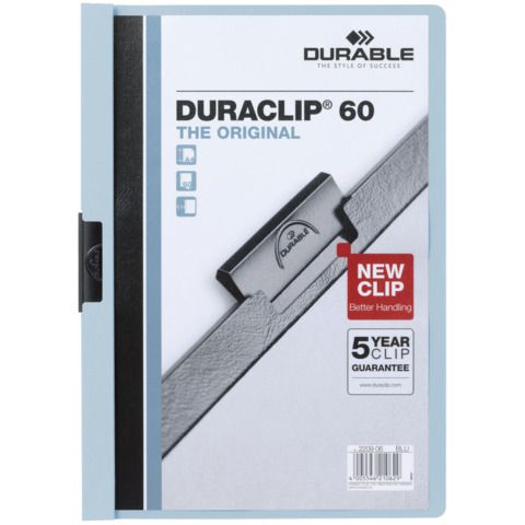 Cartellina con clip Durable DURACLIP® A4 - dorso 6 mm - capacità 60 fogli azzur…