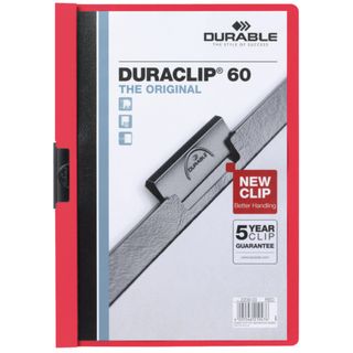 Cartellina con clip Durable DURACLIP® A4 - dorso 6 mm - capacità 60 fogli rosso…