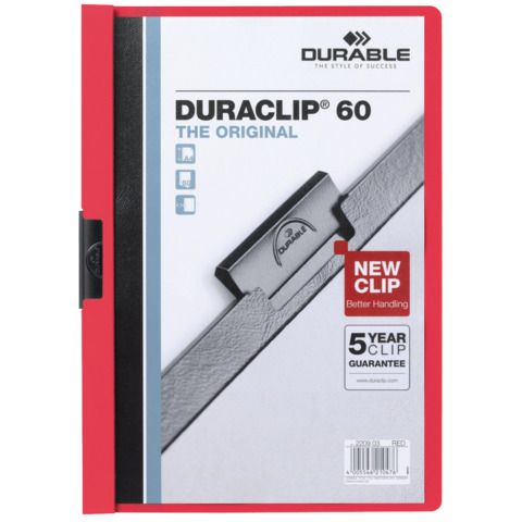 Cartellina con clip Durable DURACLIP® A4 - dorso 6 mm - capacità 60 fogli rosso…
