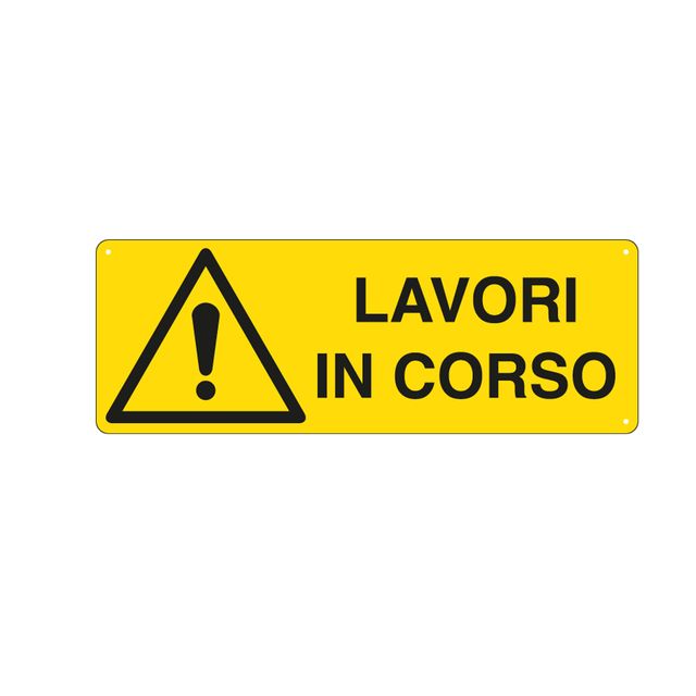 Cartello segnalatore - 35x12,5 cm - LAVORI IN CORSO - alluminio - Cartelli Segn…