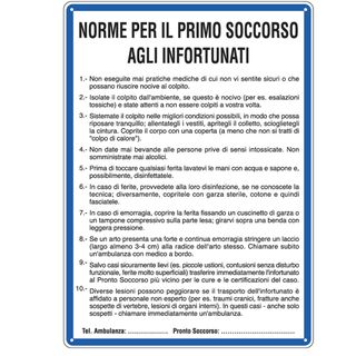 Cartello segnalatore - 33,3x47 cm - NORME DI PRIMO SOCCORSO AGLI INFORTUNATI - …
