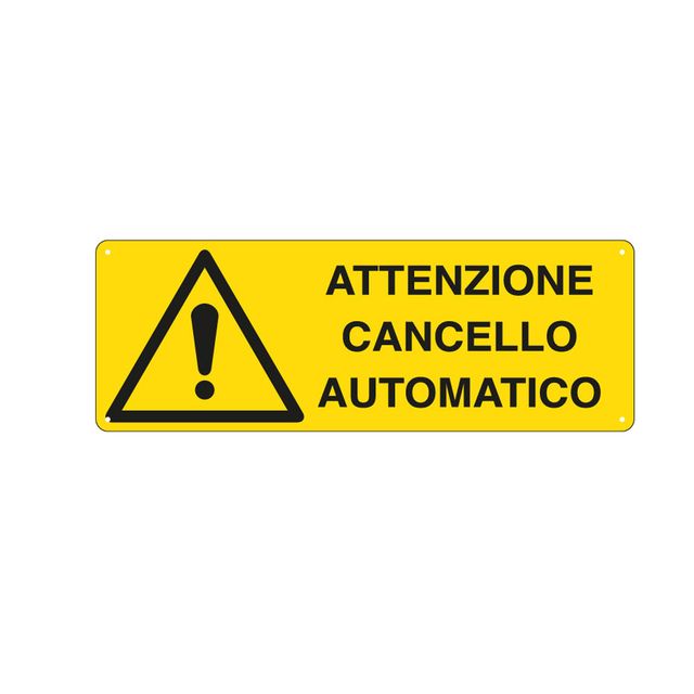 Cartello segnalatore - 35x12,5 cm - ATTENZIONE CANCELLO AUTOMATICO - alluminio …