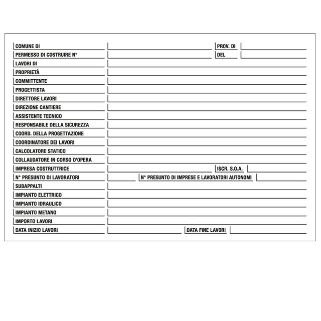 Cartello segnalatore - 67x100 cm - cantiere specifiche dei lavori - polionda - …