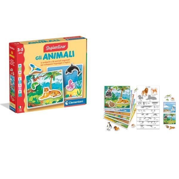 CLEMENTONI SAPIENTINO MONTESSORI GLI ANIMALI TESSERE SAGOMATE GIOCO PER CONOSCE…