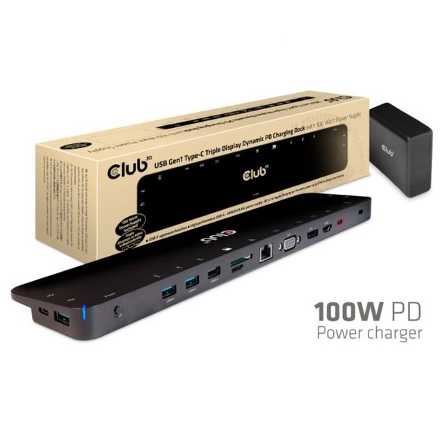 CLUB3D CSV-1564W100, Docking, USB 3.2 Gen 1 (3.1 Gen 1) Type-C, Nero, Lenovo De…