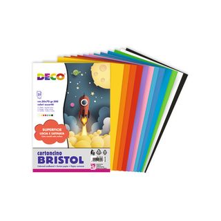 Cartoncino colorato Deco Bristol colori assortiti 200 gr 50x70 cm - 21 fogli - …