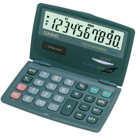Casio SL-210TE - Calcolatrice tascabile - 10 cifre - pannello solare, batteria