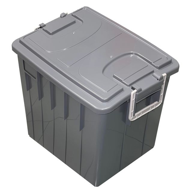 Cassa multiuso - con coperchio e manici - 38 x 28 x 30 cm - 20 L - PP - grigio …