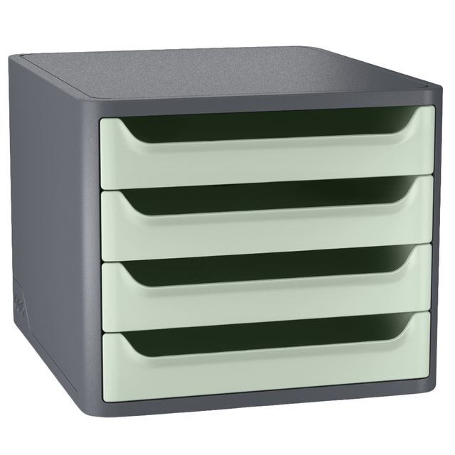 Cassettiera 1400 First - 4 cassetti - 28,8 x 34,6 x23,4 cm - grigio\verde salvi…