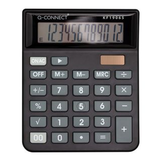 Calcolatrice da tavolo Q-Connect a doppia alimentazione in ABS 12 cifre - KF190…