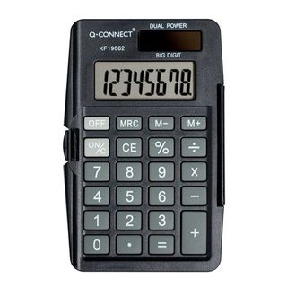 Calcolatrice tascabile Q-Connect a doppia alimentazione in ABS a 8 cifre con cu…