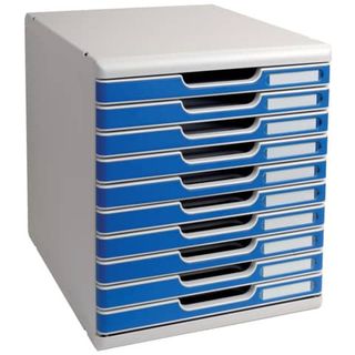 Cassettiera Exacompta MODULO Classic 10 cassetti 28,8x35x32 cm grigio/blu 30200…