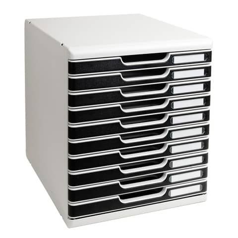 Cassettiera Exacompta MODULO Classic 10 cassetti 28,8x35x32 cm grigio/nero 3020…