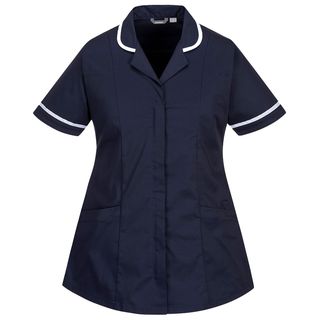 Camice da donna - maniche corte - elasticizzato - taglia L - blu navy - Portwest